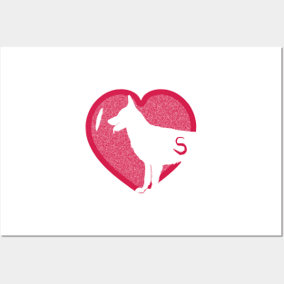 Minimalistic Red Heart I Love German Shepherds simple White Background Posters and Art